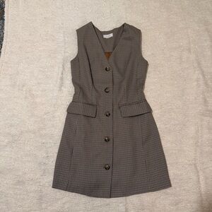 SAGE THE LABEL Houndstooth Sleeveless Button-Up Mini Dress